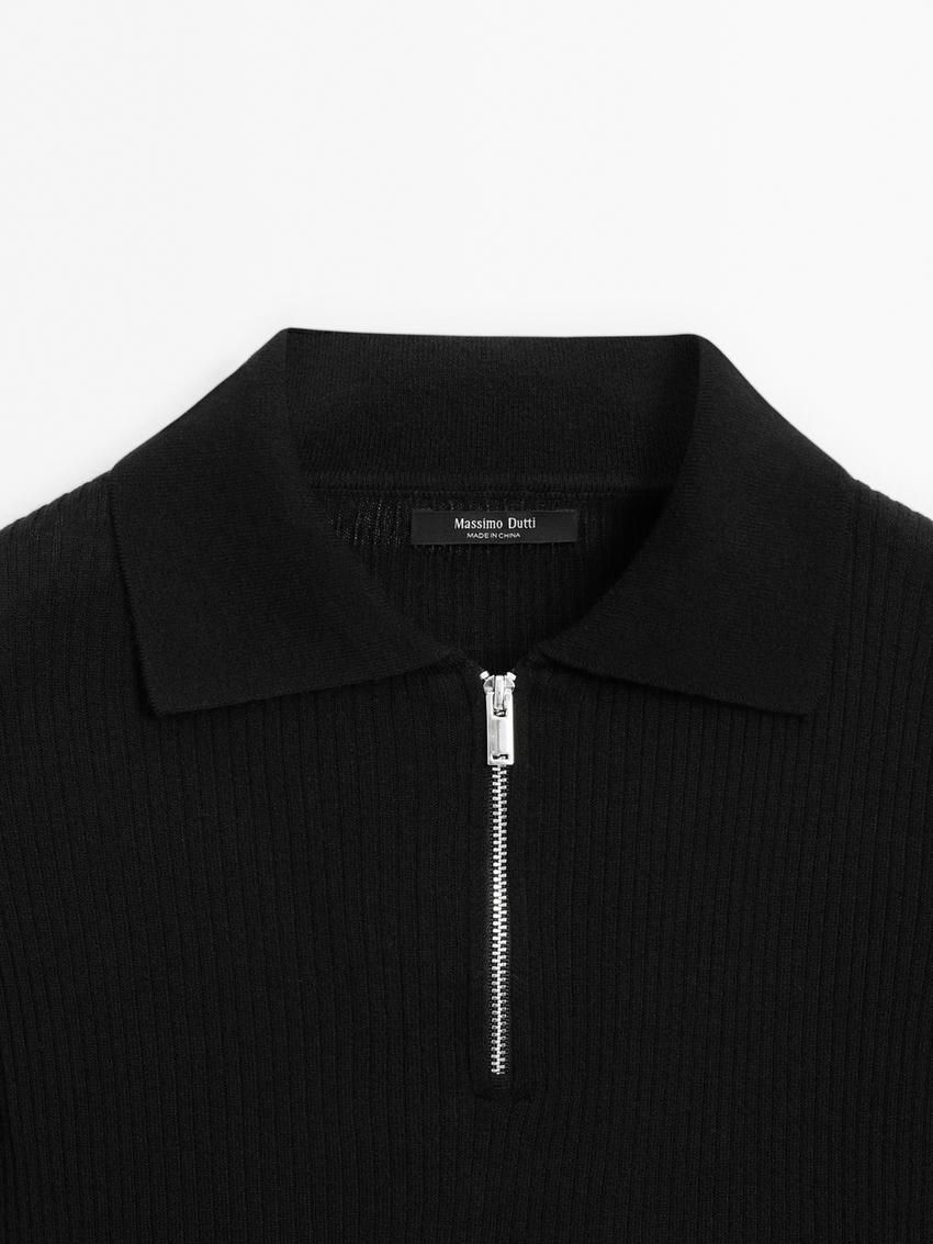 Massimo Dutti Wide Knit With Short Sleeves Women Sweater Black | US-MX2879615