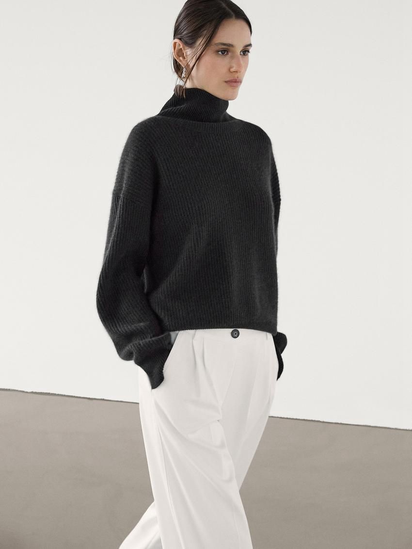 Massimo Dutti Wide Leg Fluid With Darts Women Trousers White | US-OA9046382
