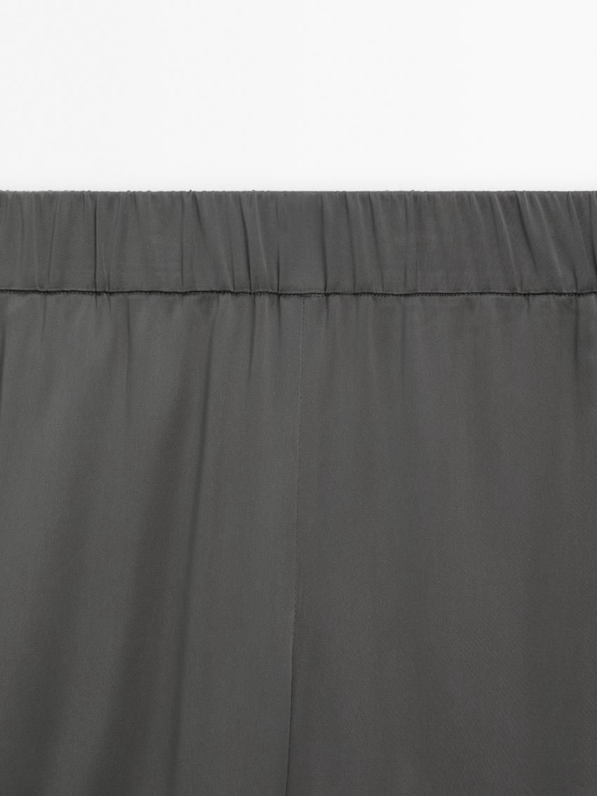 Massimo Dutti Wide Leg Satin Women Trousers Dark Grey | US-EC3192750