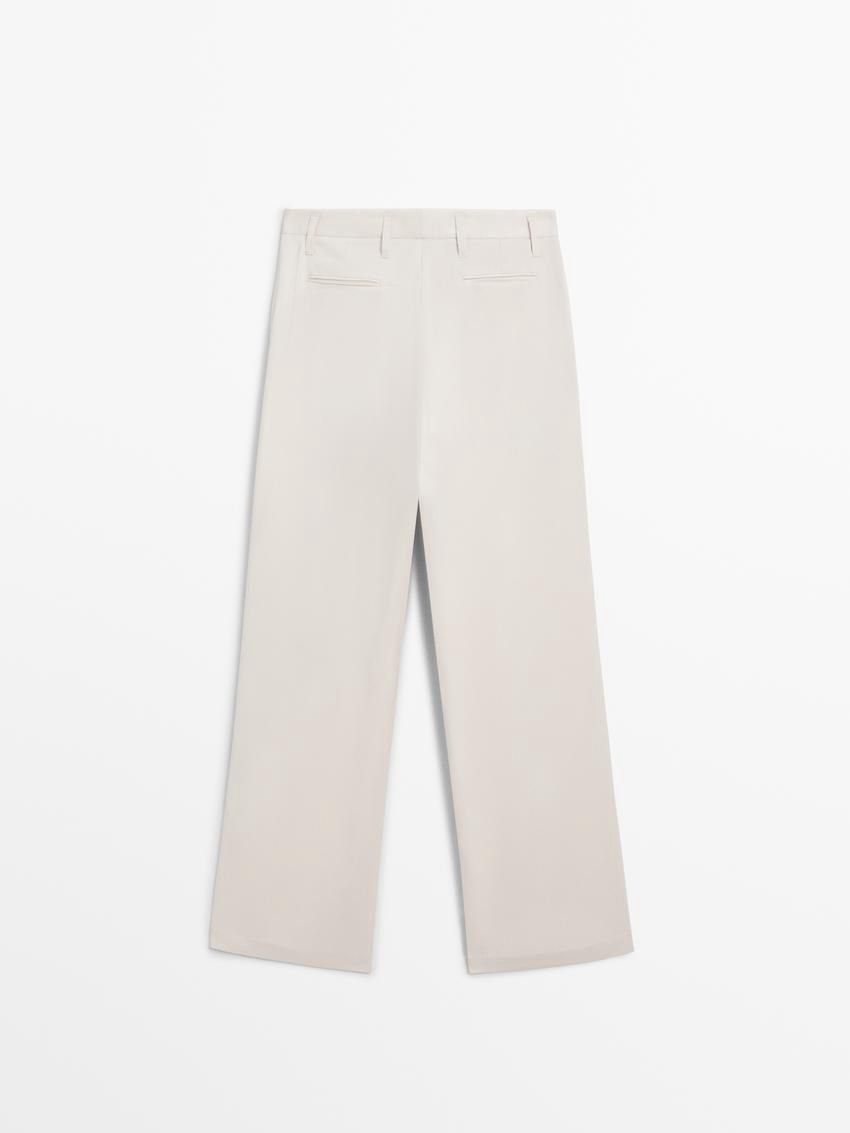 Massimo Dutti Wide Leg Satin Women Trousers Beige | US-PG6591487