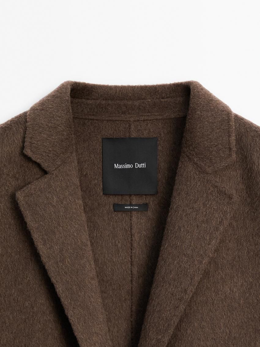 Massimo Dutti Wide Wool Blend Women Blazer Dark Brown | US-PD8510476