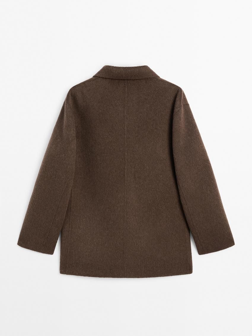 Massimo Dutti Wide Wool Blend Women Blazer Dark Brown | US-PD8510476