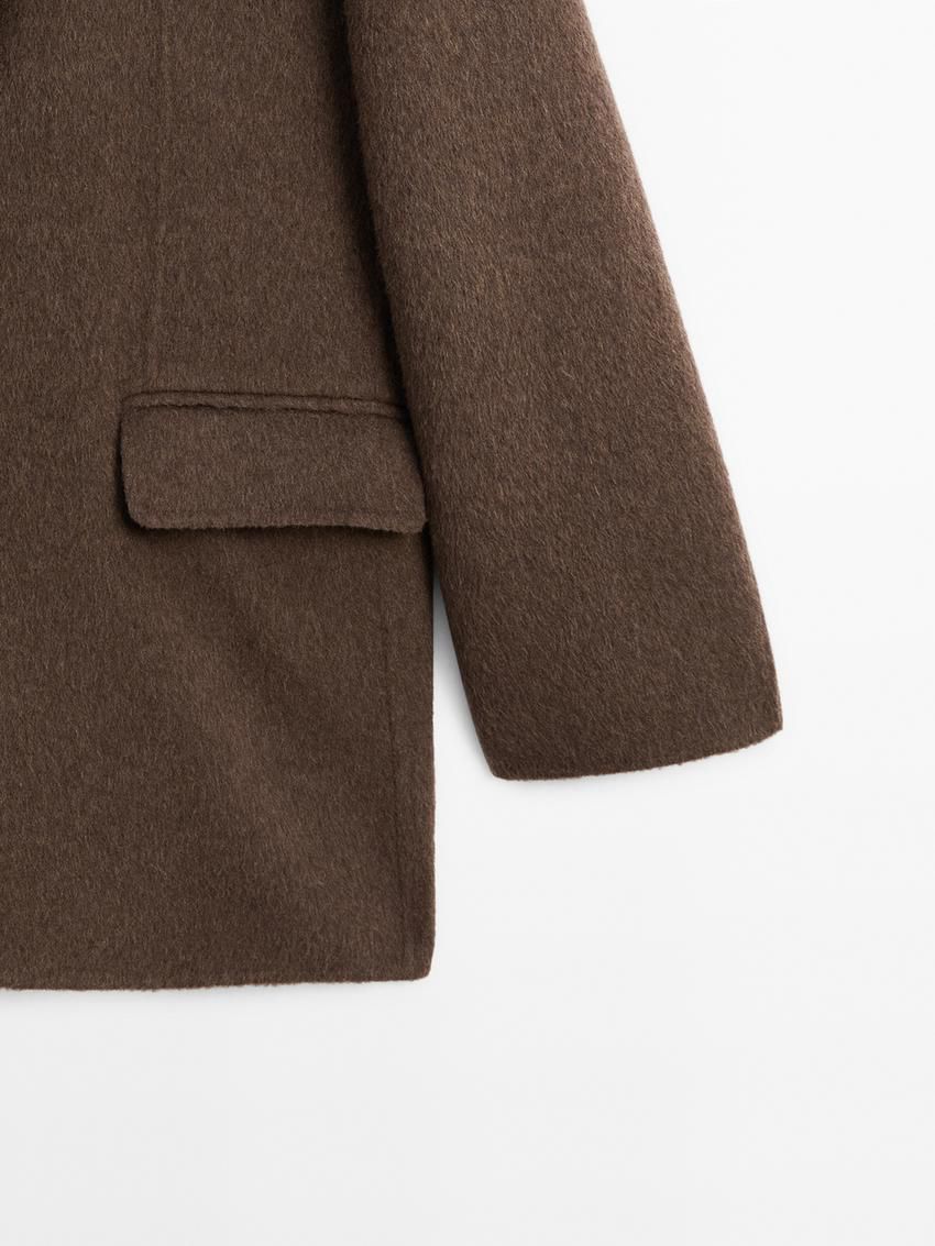 Massimo Dutti Wide Wool Blend Women Blazer Dark Brown | US-PD8510476