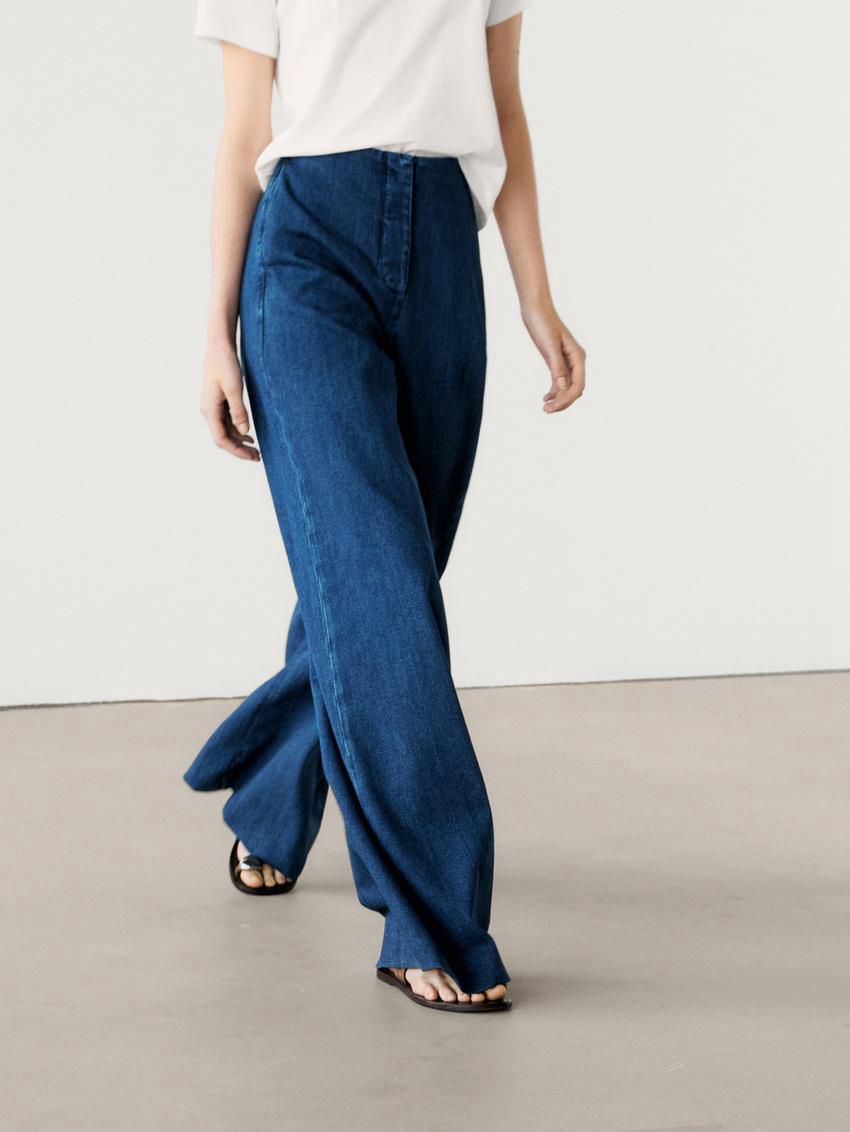 Massimo Dutti Wide-leg High-waist Women Jeans Dark Grey | US-XQ8674925