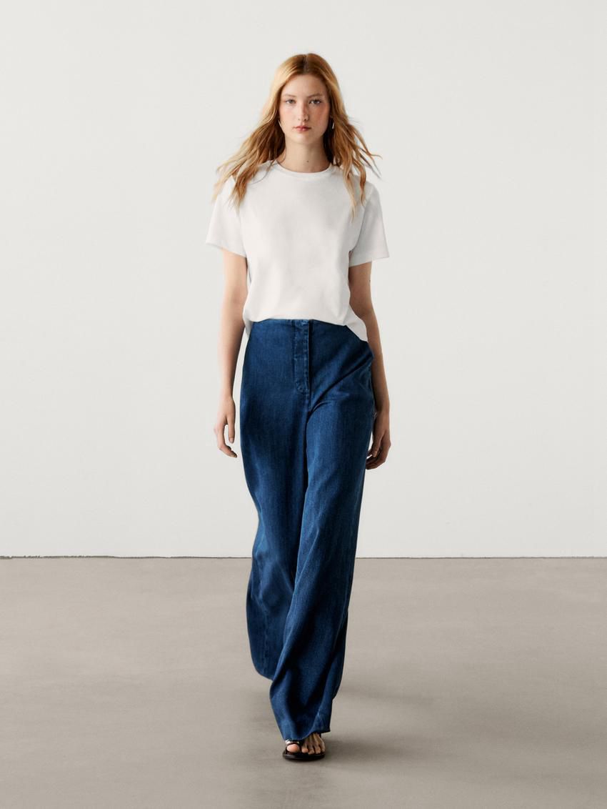 Massimo Dutti Wide-leg High-waist Women Jeans Dark Grey | US-XQ8674925
