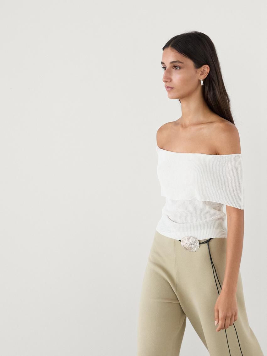 Massimo Dutti Wide-leg Milano Knit Women Trousers Khaki | US-YH1365892