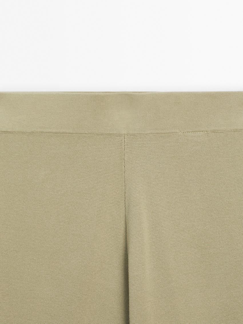 Massimo Dutti Wide-leg Milano Knit Women Trousers Khaki | US-YH1365892