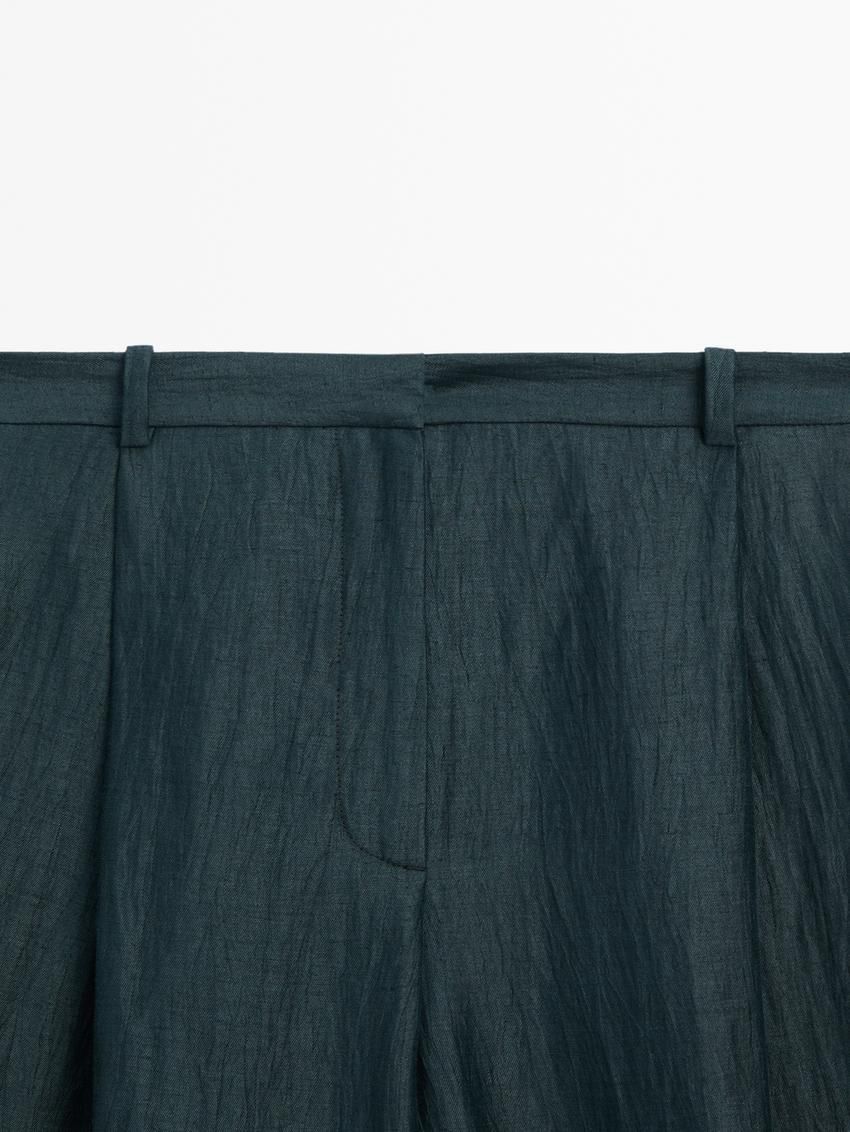 Massimo Dutti Wide-leg Pleated Co-ord Women Trousers Dark Green | US-US6270819