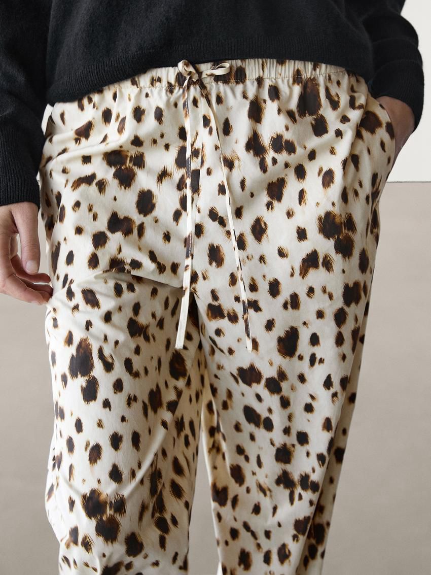 Massimo Dutti Wide-leg Printed With Drawstring Detail Women Trousers Leopard | US-XU8759143