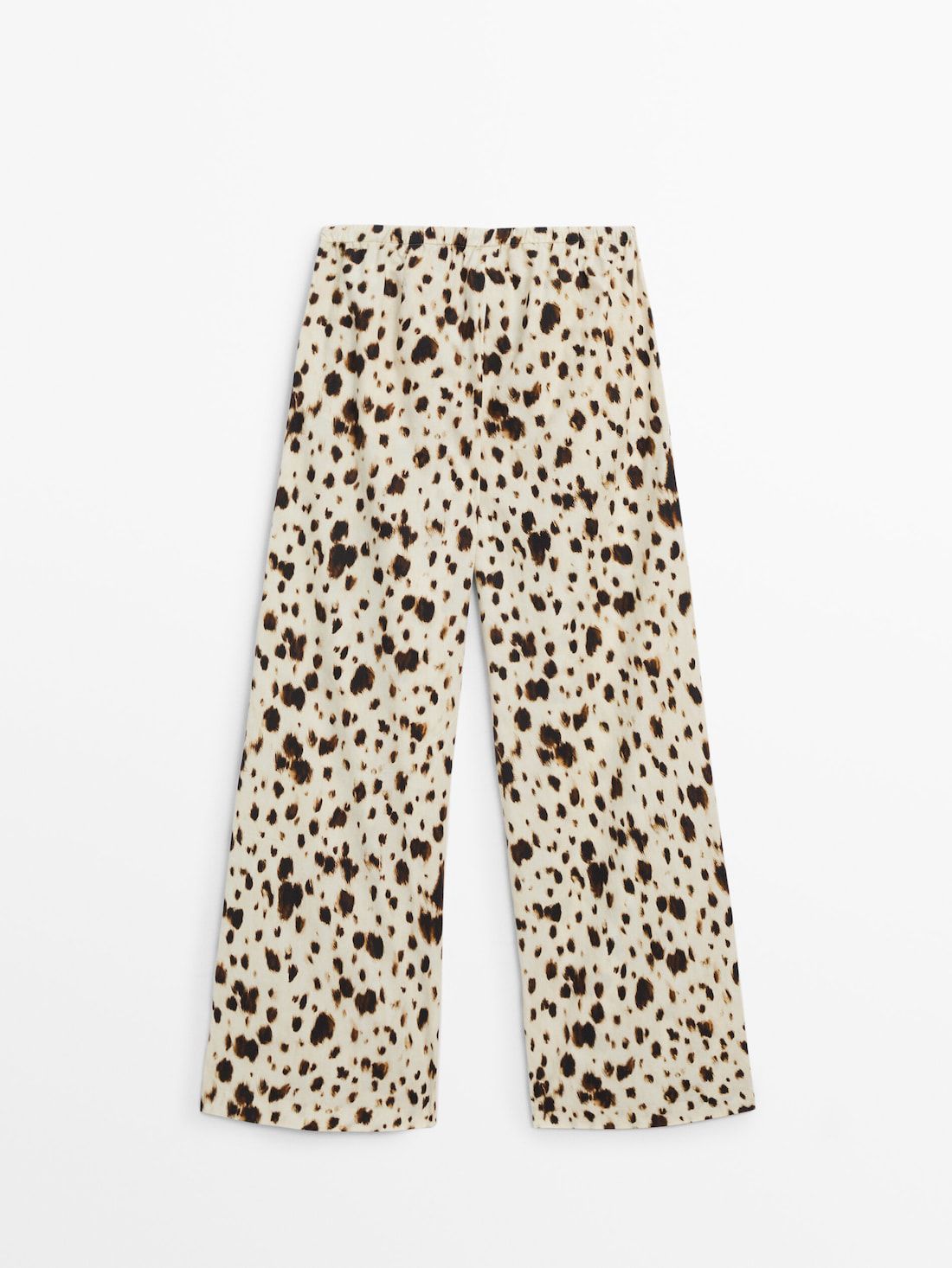 Massimo Dutti Wide-leg Printed With Drawstring Detail Women Trousers Leopard | US-XU8759143