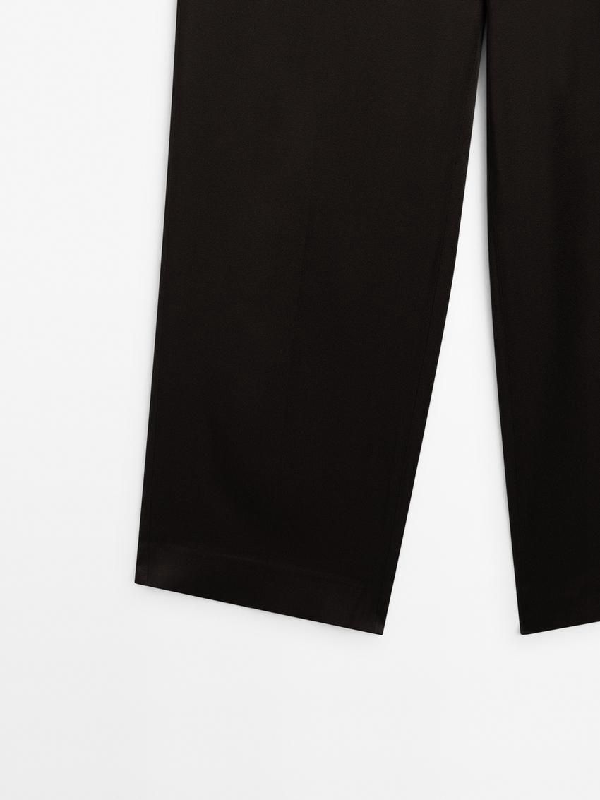 Massimo Dutti Wide-leg Satin Women Trousers Dark Brown | US-KU5743896