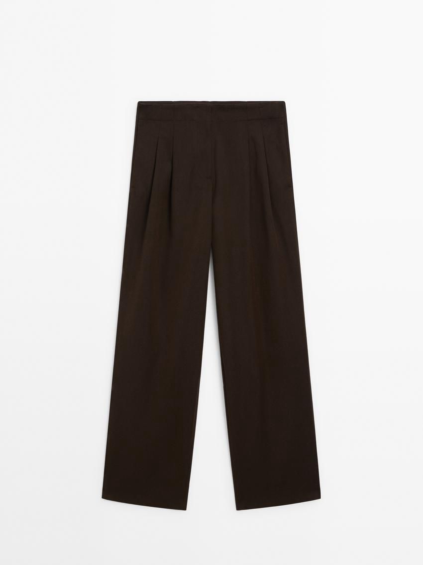 Massimo Dutti Wide-leg With Double Darts Women Trousers Chocolate | US-SF0827319