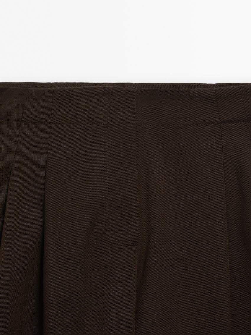 Massimo Dutti Wide-leg With Double Darts Women Trousers Chocolate | US-SF0827319