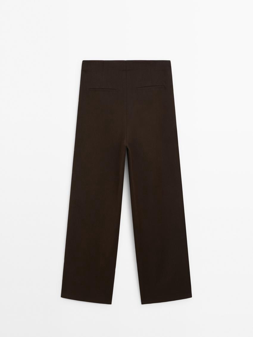 Massimo Dutti Wide-leg With Double Darts Women Trousers Chocolate | US-SF0827319