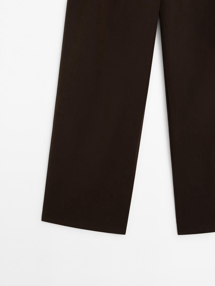 Massimo Dutti Wide-leg With Double Darts Women Trousers Chocolate | US-SF0827319