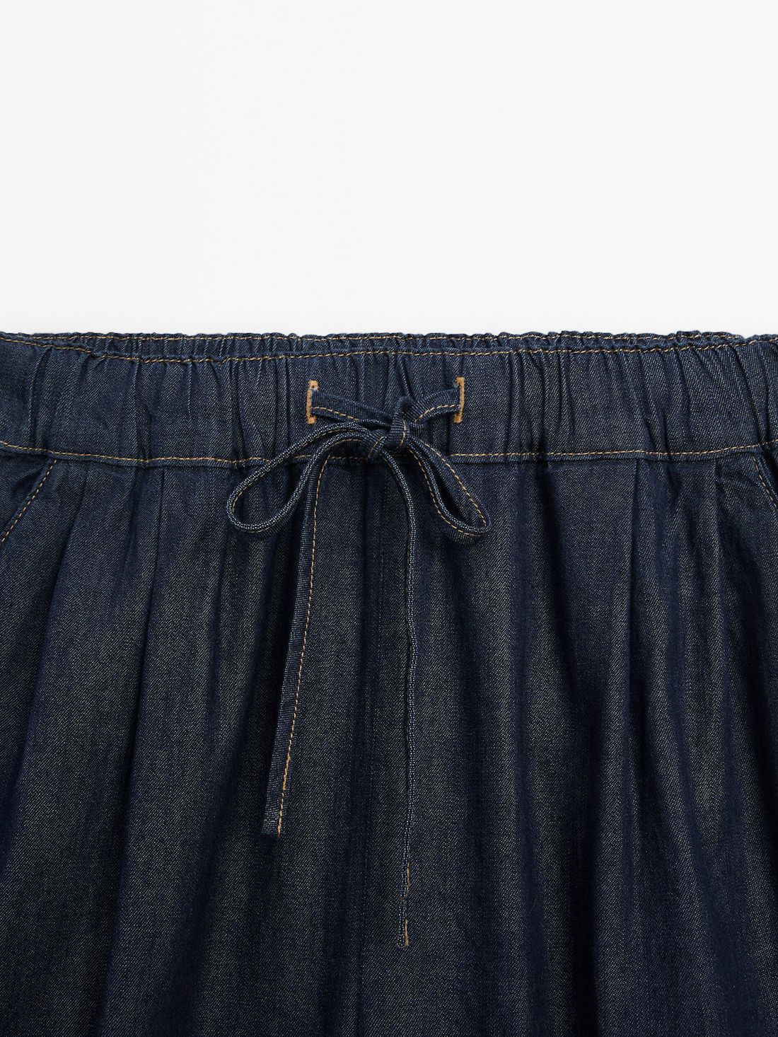 Massimo Dutti Wide-leg With Drawstring Detail Women Jeans Dark Blue | US-FL7891023