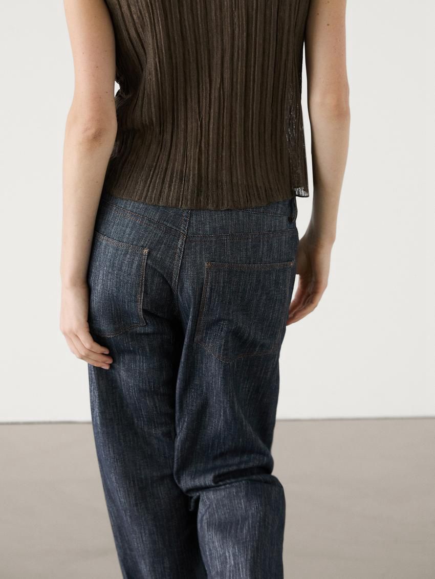 Massimo Dutti Wide-leg With Flecked Detail Women Jeans Indigo | US-MK5024713