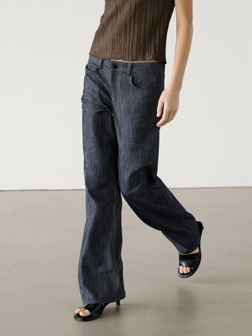 Massimo Dutti Wide-leg With Flecked Detail Women Jeans Indigo | US-MK5024713