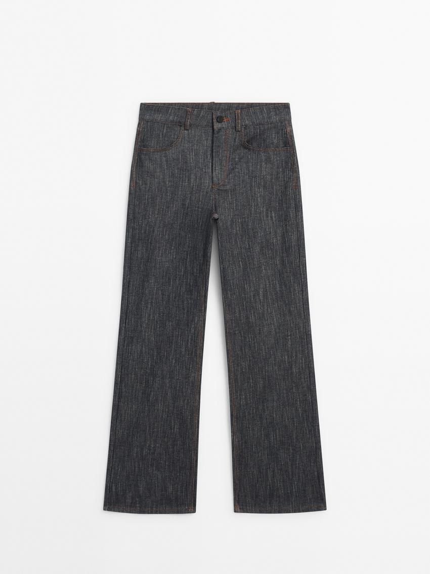Massimo Dutti Wide-leg With Flecked Detail Women Jeans Indigo | US-MK5024713