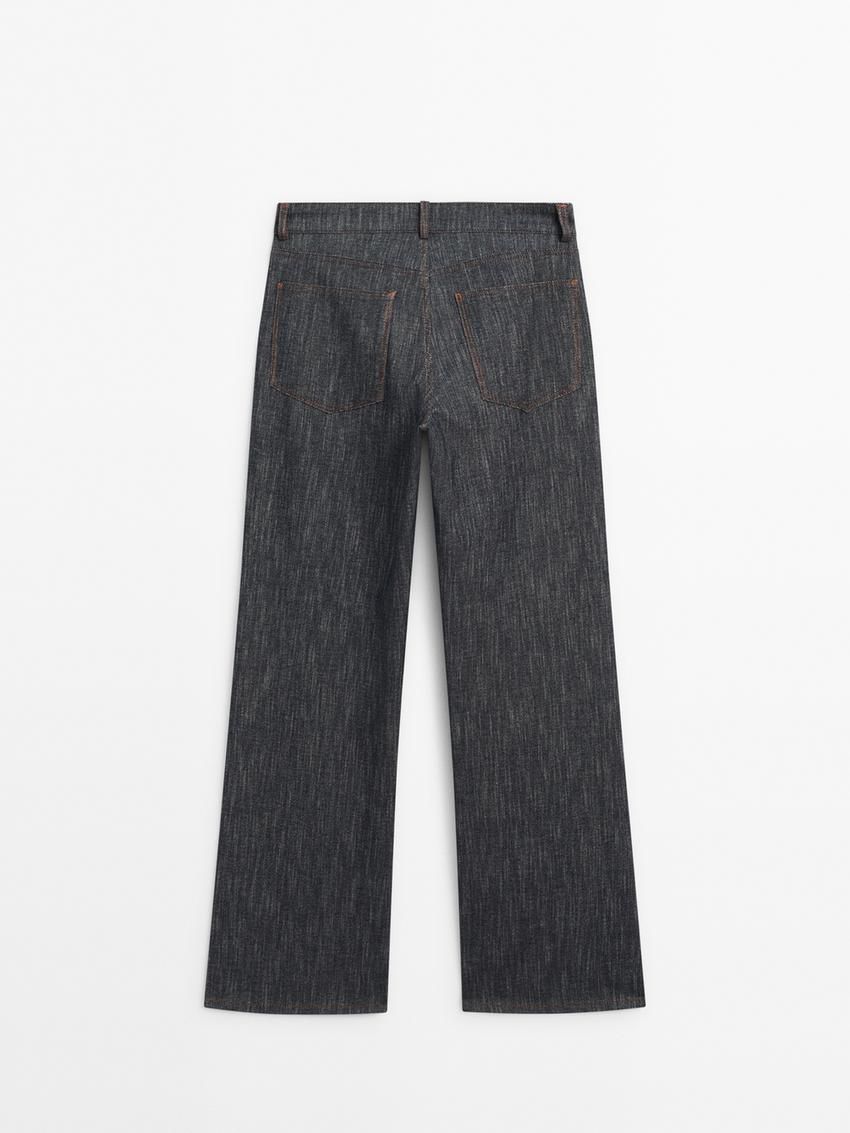 Massimo Dutti Wide-leg With Flecked Detail Women Jeans Indigo | US-MK5024713