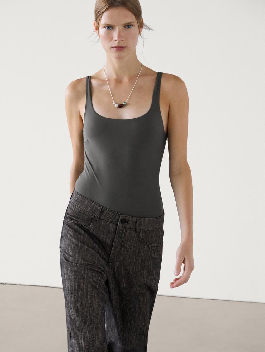 Massimo Dutti Wide-leg With Flecked Detail Women Jeans Black | US-AK7945260
