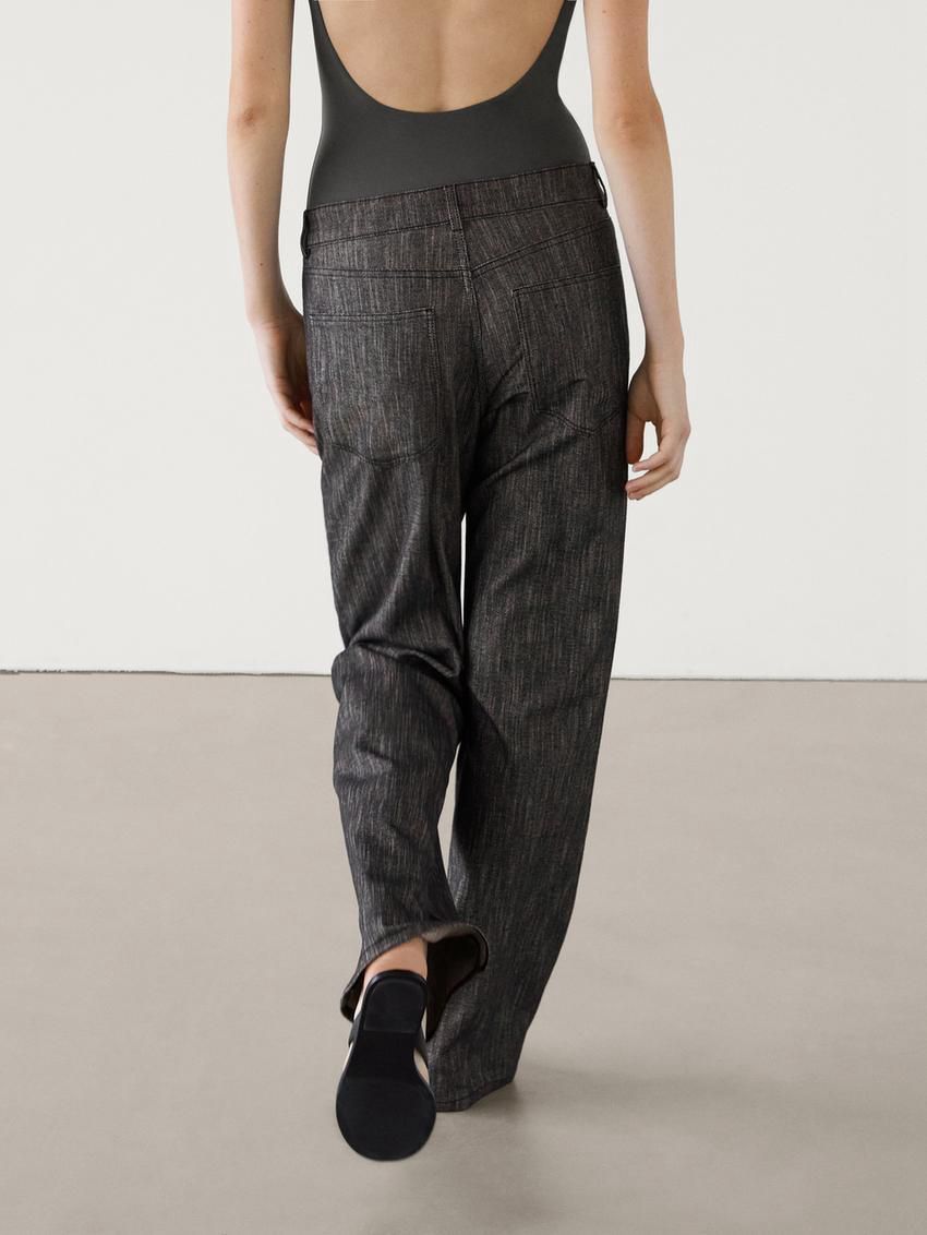 Massimo Dutti Wide-leg With Flecked Detail Women Jeans Black | US-AK7945260