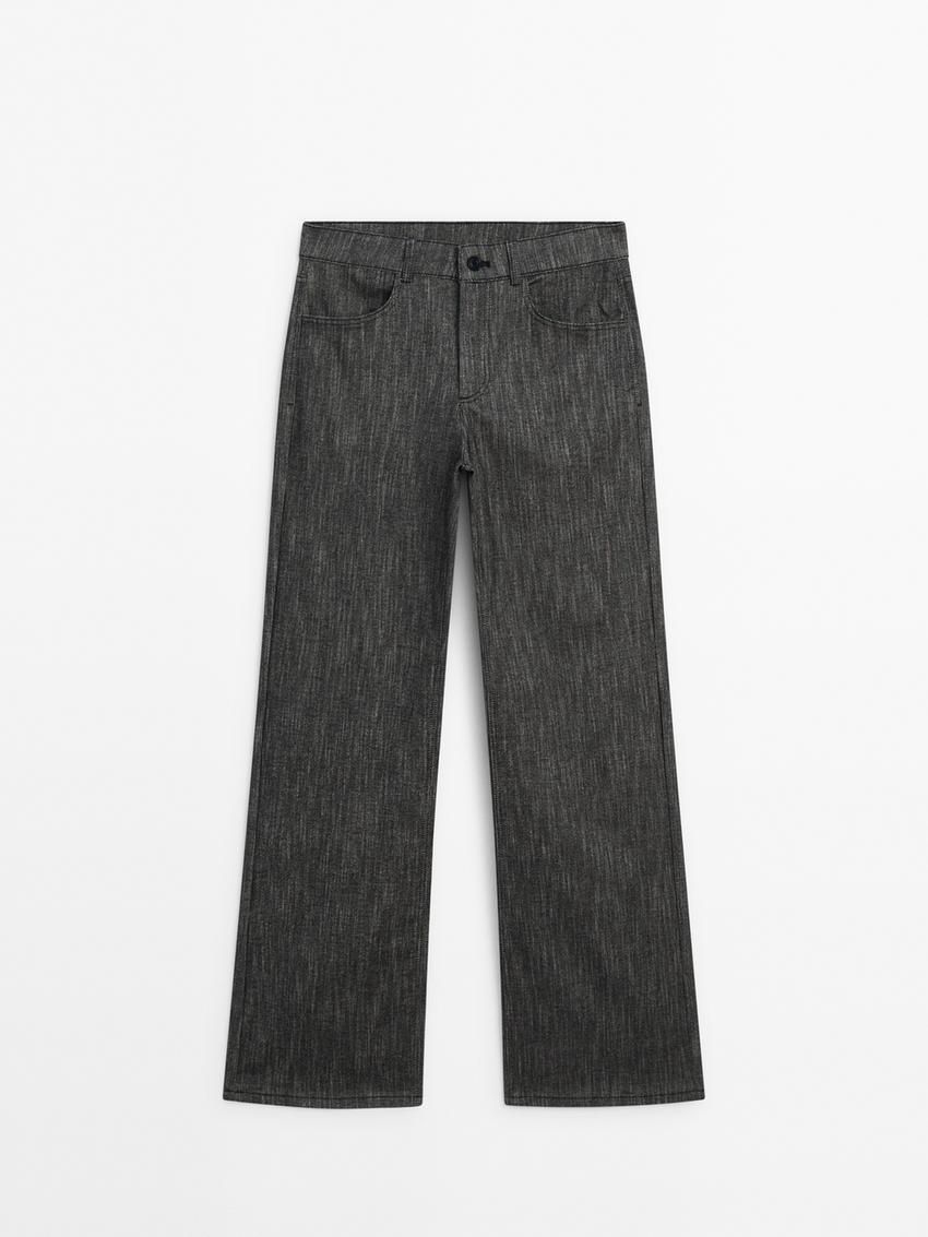 Massimo Dutti Wide-leg With Flecked Detail Women Jeans Black | US-AK7945260