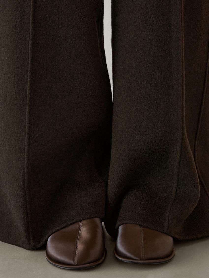 Massimo Dutti Wide-leg Wool Blend Women Trousers Chocolate | US-NB8961354