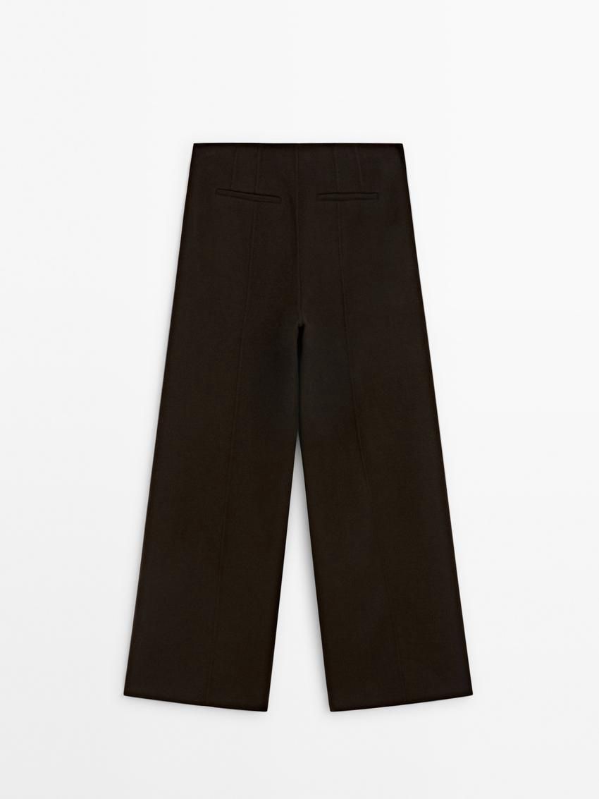 Massimo Dutti Wide-leg Wool Blend Women Trousers Chocolate | US-NB8961354