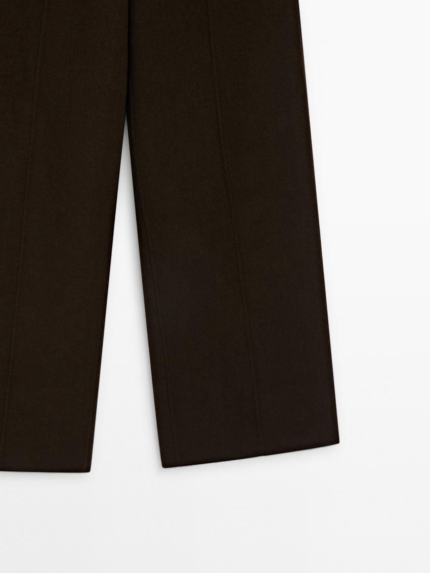 Massimo Dutti Wide-leg Wool Blend Women Trousers Chocolate | US-NB8961354