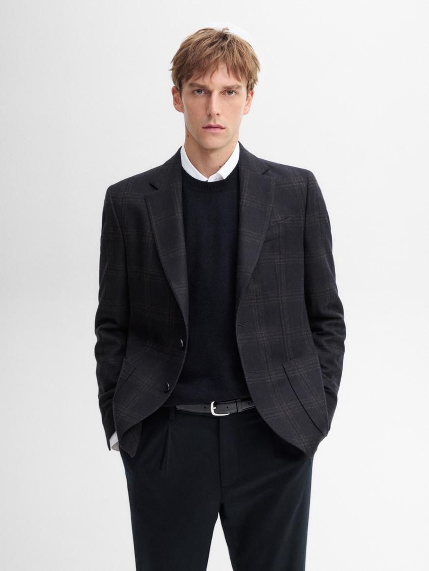 Massimo Dutti Wool And Cashmere Men Blazer Navy | US-SW9036524
