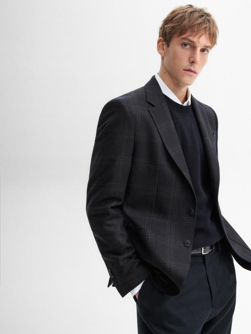 Massimo Dutti Wool And Cashmere Men Blazer Navy | US-SW9036524