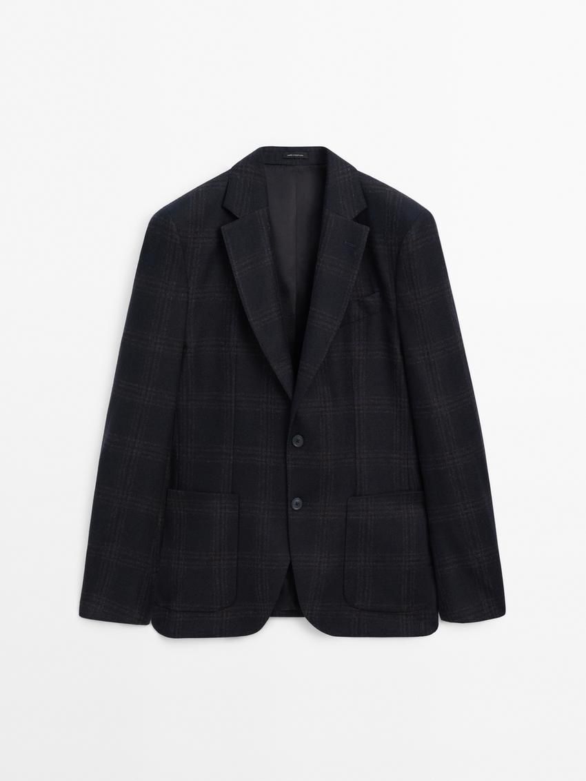 Massimo Dutti Wool And Cashmere Men Blazer Navy | US-SW9036524