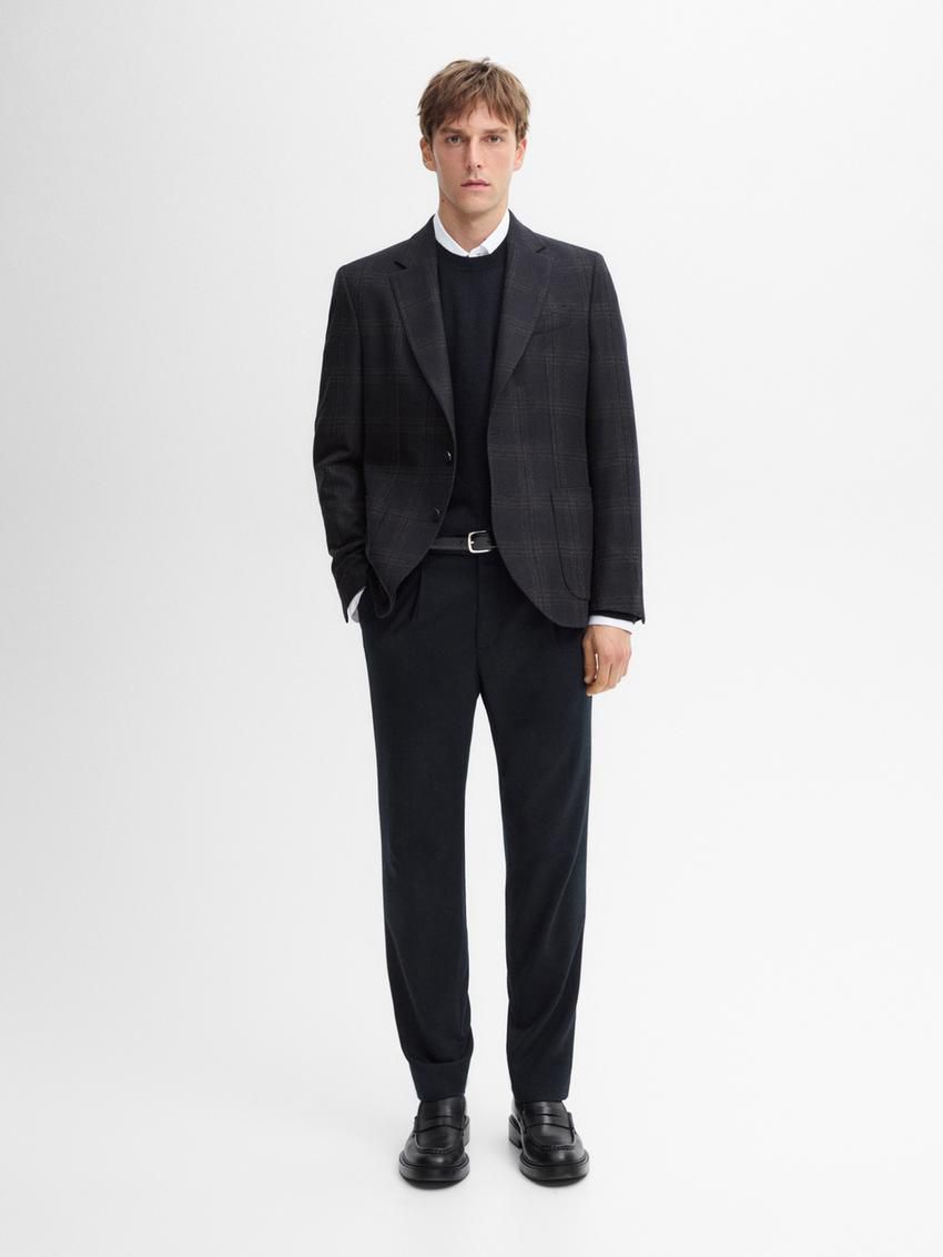 Massimo Dutti Wool And Cashmere Men Blazer Navy | US-SW9036524