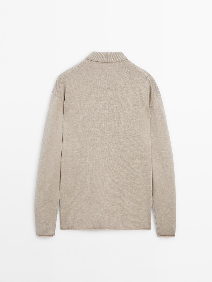 Massimo Dutti Wool And Cotton Pocket Details Men Cardigan Cream | US-QT3954780
