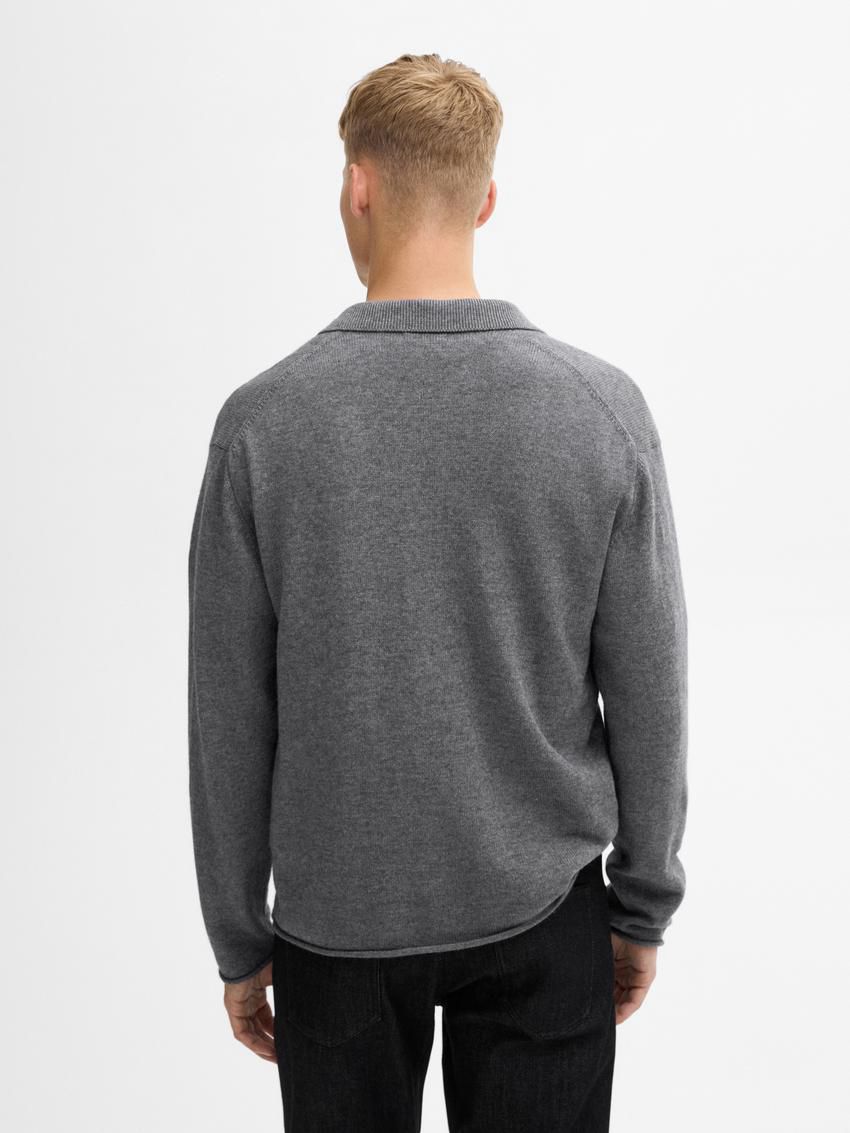 Massimo Dutti Wool And Cotton Pocket Details Men Cardigan Dark Grey | US-NS8654901