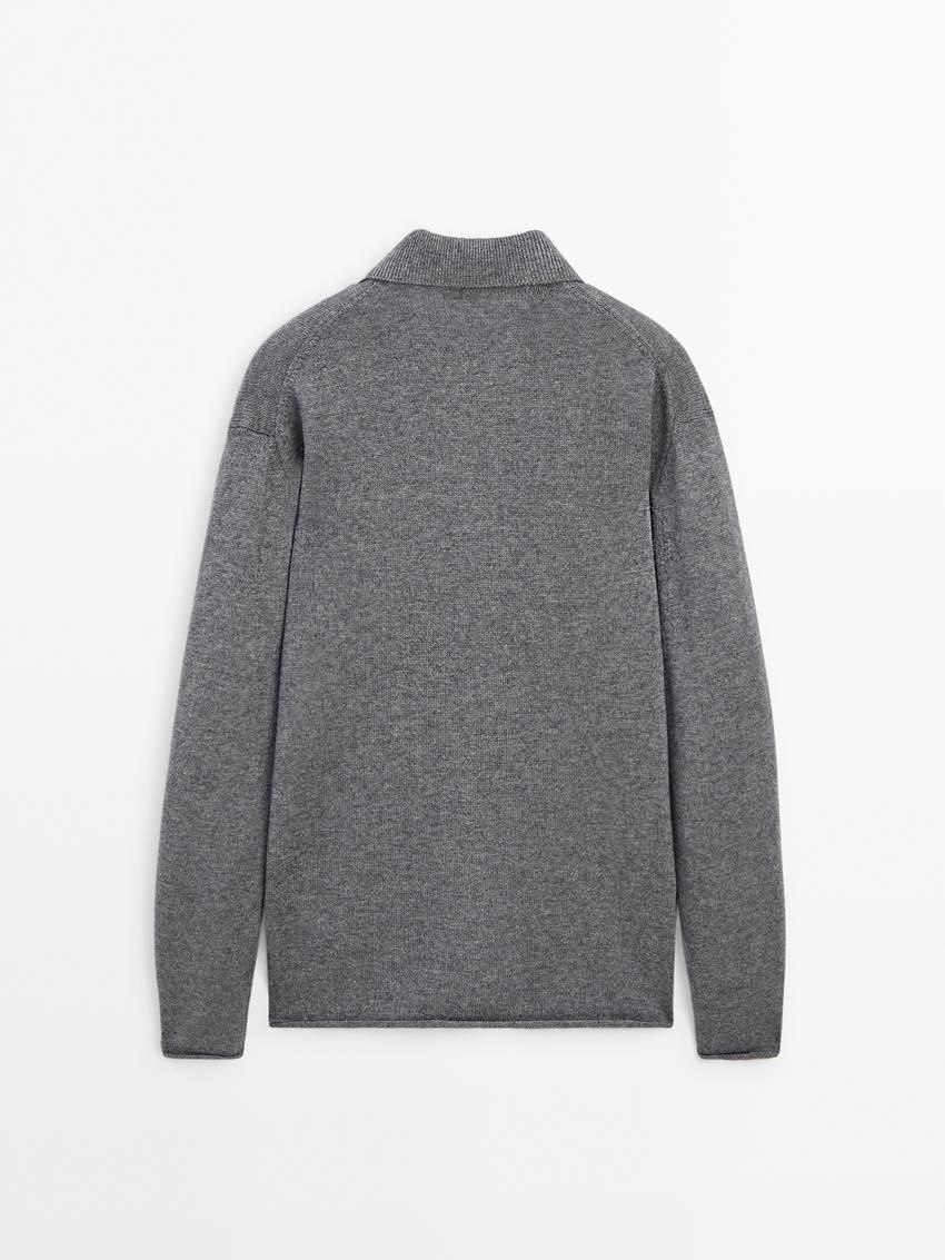 Massimo Dutti Wool And Cotton Pocket Details Men Cardigan Dark Grey | US-NS8654901
