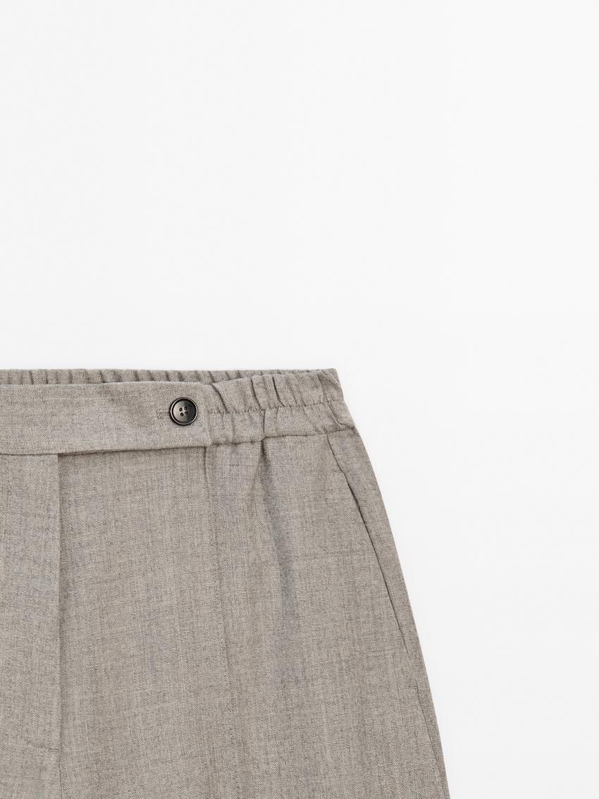 Massimo Dutti Wool Barrel Women Trousers Brown Beige | US-ME0948257