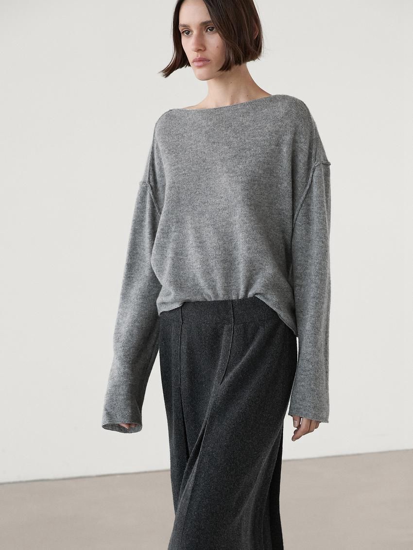 Massimo Dutti Wool Blend Box Pleat Women Skirts Dark Grey | US-IE8172396
