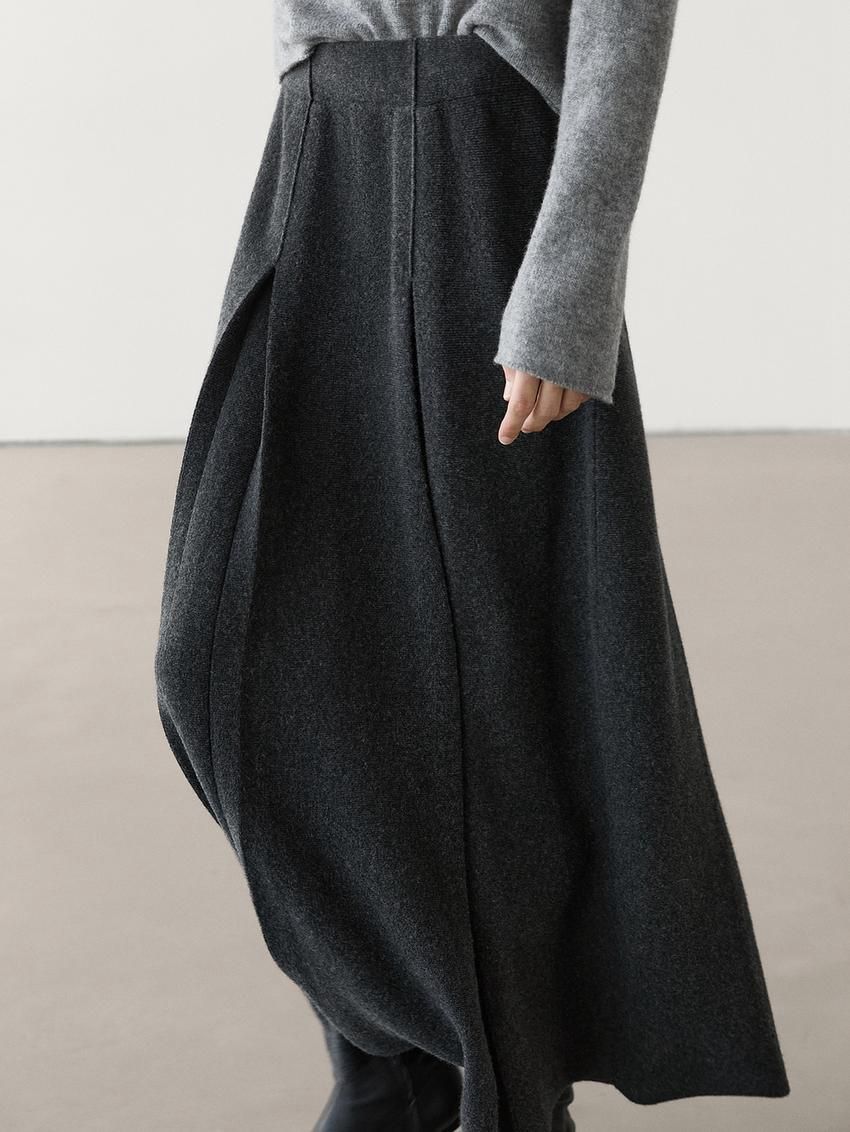 Massimo Dutti Wool Blend Box Pleat Women Skirts Dark Grey | US-IE8172396