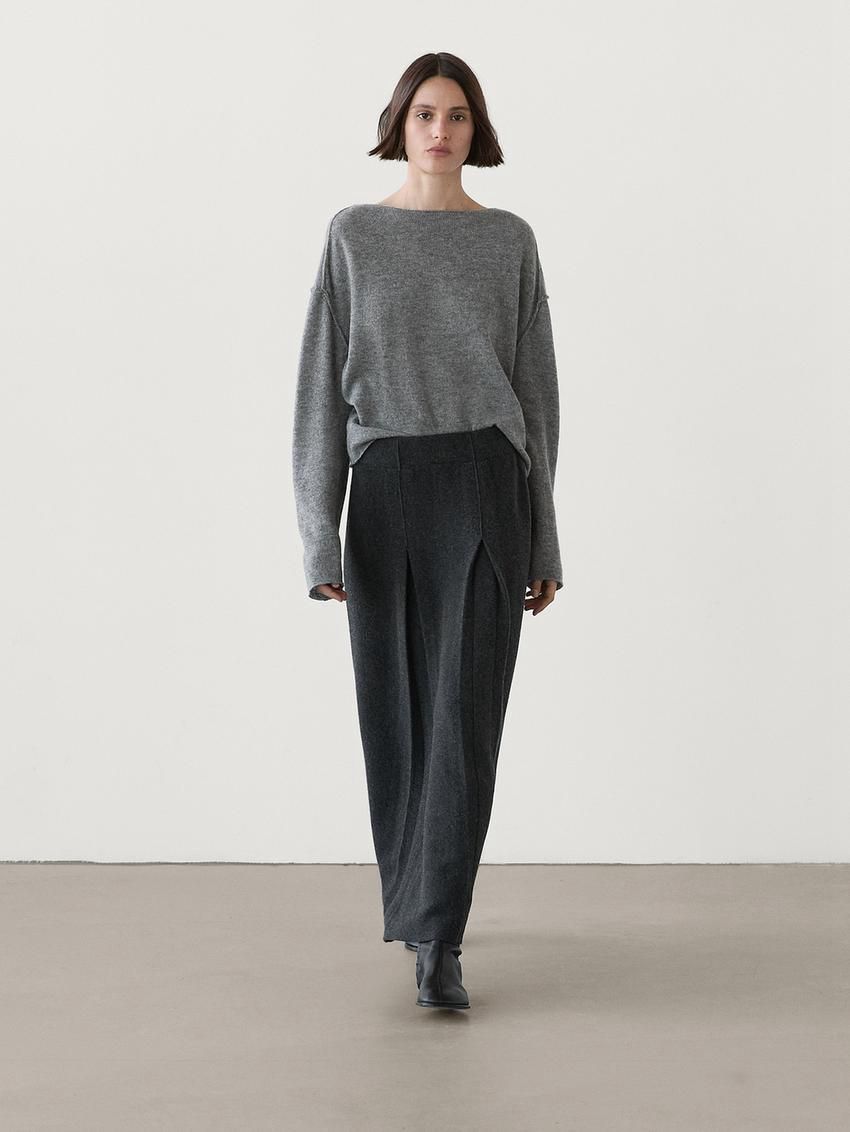 Massimo Dutti Wool Blend Box Pleat Women Skirts Dark Grey | US-IE8172396