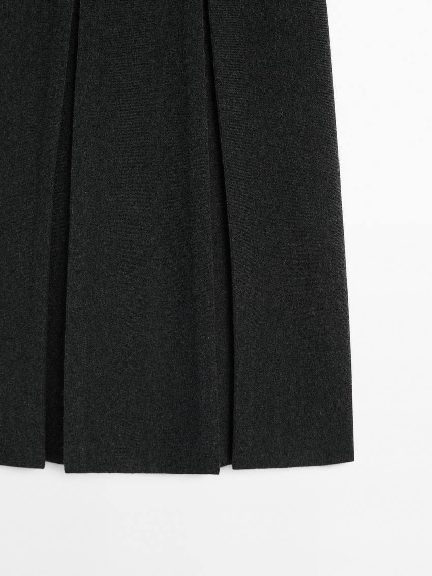 Massimo Dutti Wool Blend Box Pleat Women Skirts Dark Grey | US-IE8172396