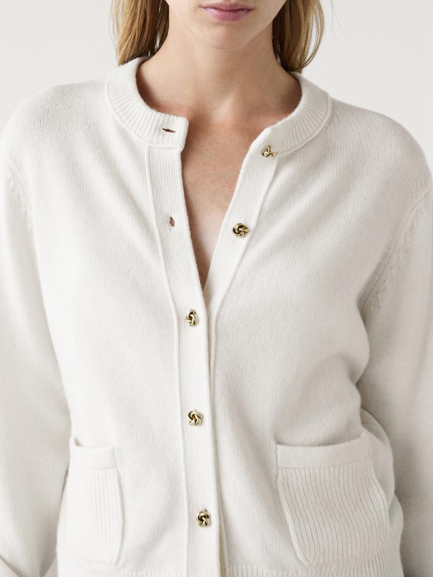 Massimo Dutti Wool Blend Buttoned Women Cardigan Beige | US-BD3714260