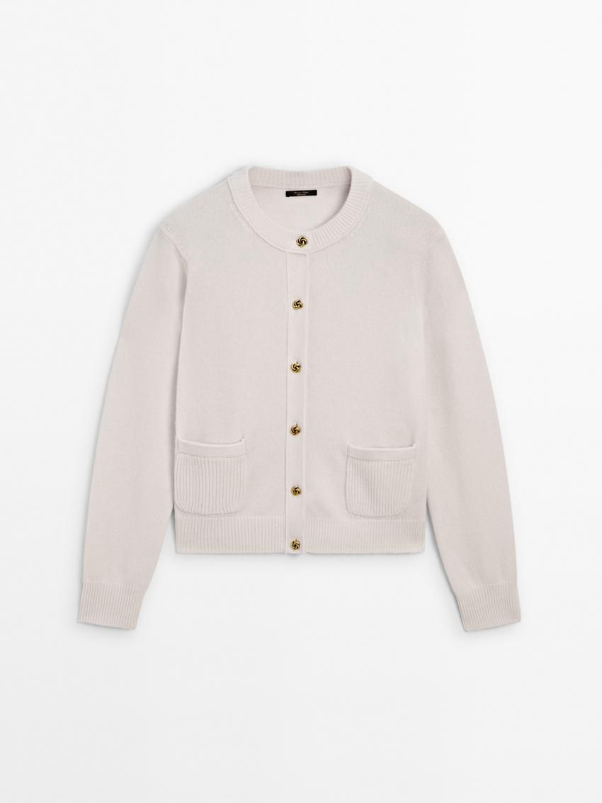 Massimo Dutti Wool Blend Buttoned Women Cardigan Beige | US-BD3714260