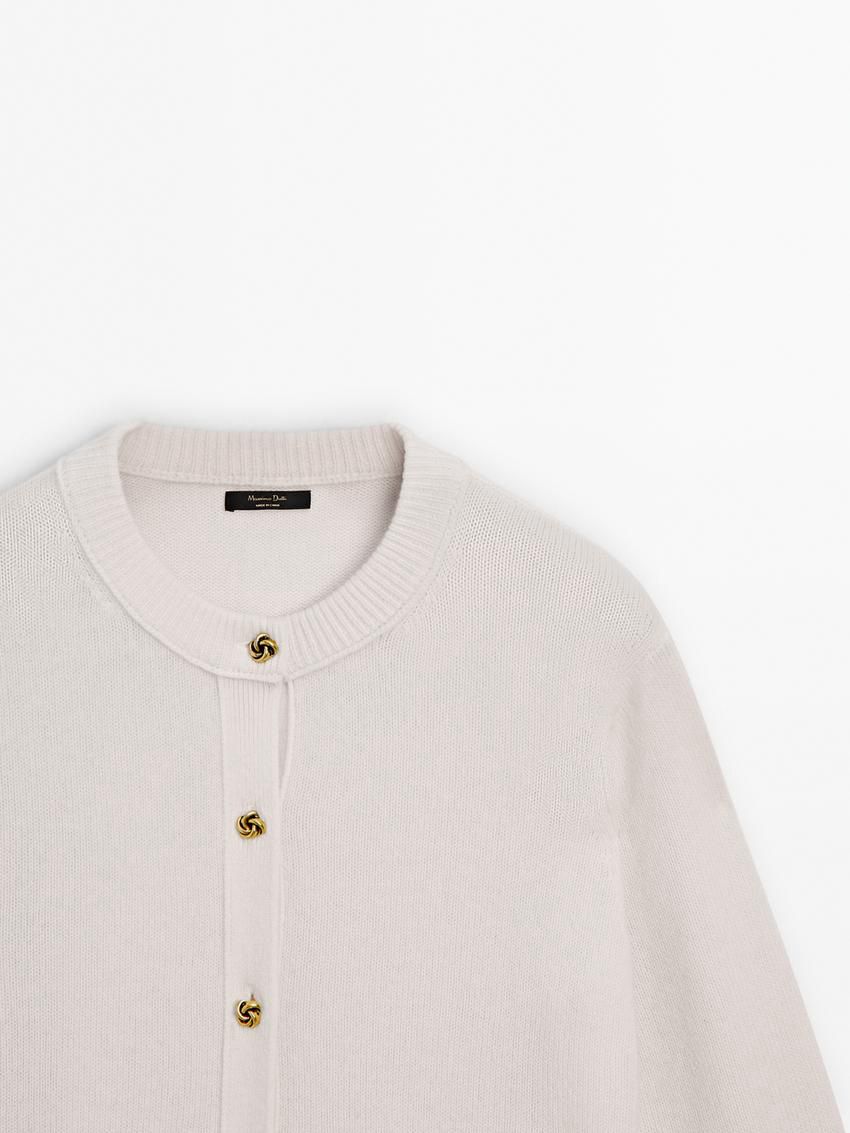 Massimo Dutti Wool Blend Buttoned Women Cardigan Beige | US-BD3714260