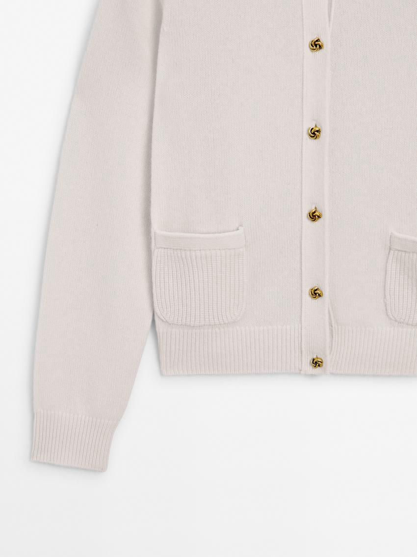 Massimo Dutti Wool Blend Buttoned Women Cardigan Beige | US-BD3714260