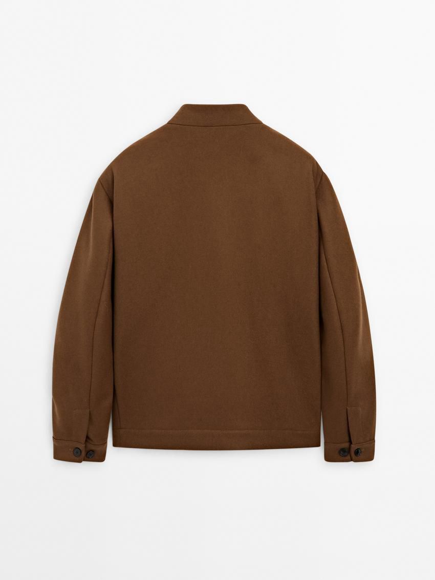 Massimo Dutti Wool Blend Button-up Men Jacket Brown | US-CD2748031