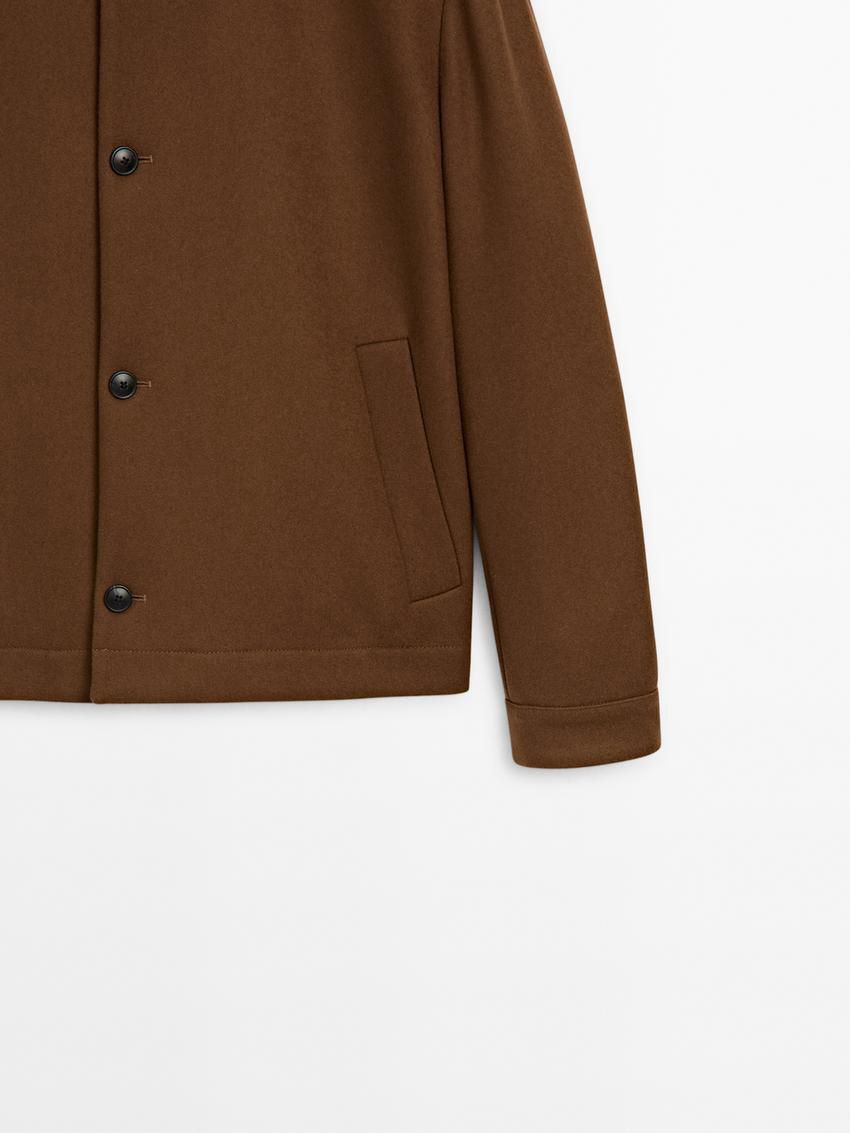 Massimo Dutti Wool Blend Button-up Men Jacket Brown | US-CD2748031