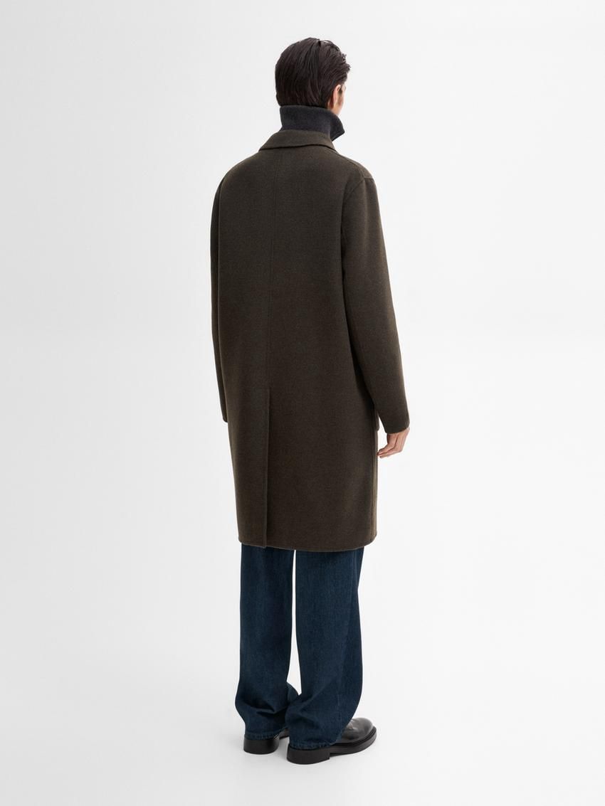 Massimo Dutti Wool Blend Chesterfield- Studio Men Coat Dark Brown | US-WE2594106