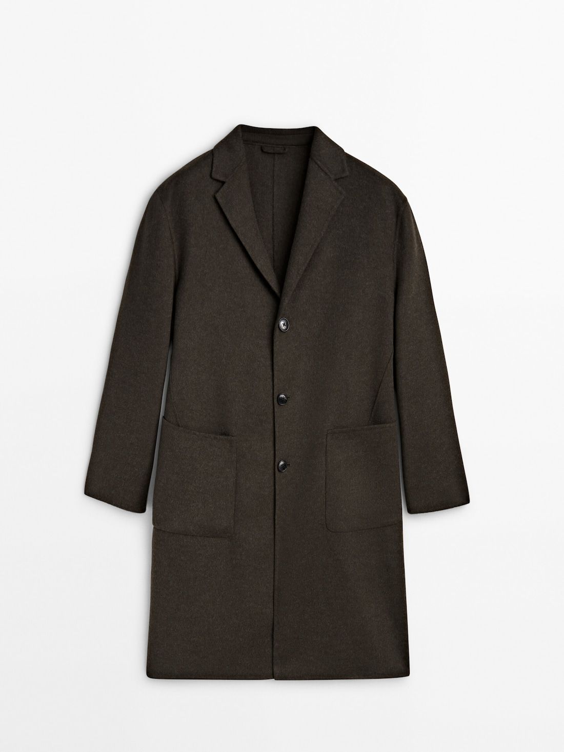 Massimo Dutti Wool Blend Chesterfield- Studio Men Coat Dark Brown | US-WE2594106